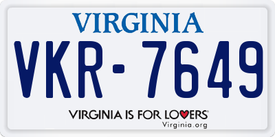 VA license plate VKR7649