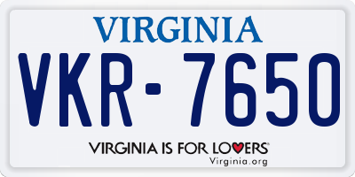 VA license plate VKR7650