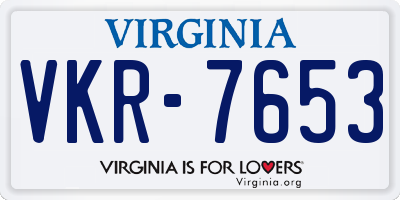 VA license plate VKR7653