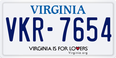 VA license plate VKR7654