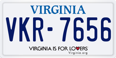 VA license plate VKR7656