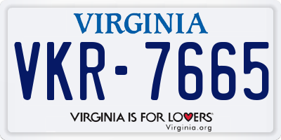VA license plate VKR7665