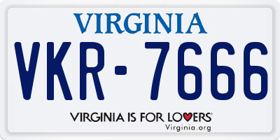 VA license plate VKR7666