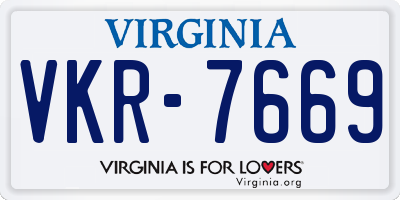 VA license plate VKR7669