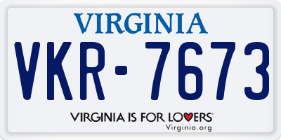 VA license plate VKR7673
