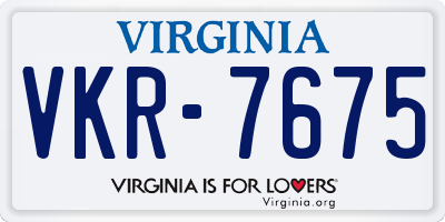 VA license plate VKR7675