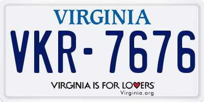 VA license plate VKR7676
