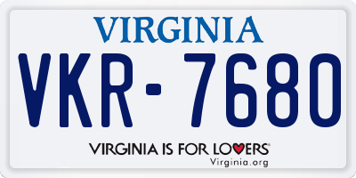 VA license plate VKR7680