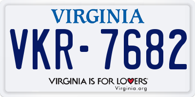 VA license plate VKR7682