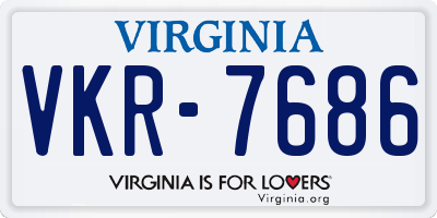 VA license plate VKR7686