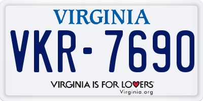 VA license plate VKR7690