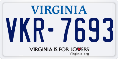 VA license plate VKR7693