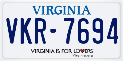 VA license plate VKR7694