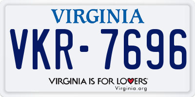 VA license plate VKR7696