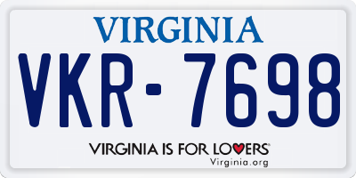 VA license plate VKR7698