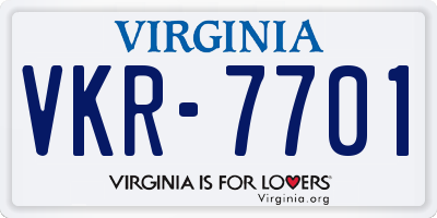 VA license plate VKR7701