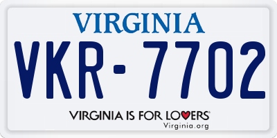 VA license plate VKR7702
