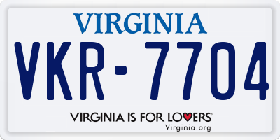 VA license plate VKR7704