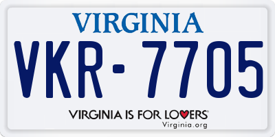 VA license plate VKR7705
