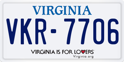 VA license plate VKR7706