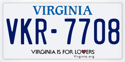VA license plate VKR7708
