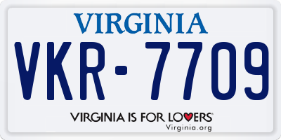VA license plate VKR7709