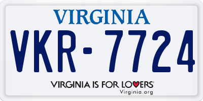 VA license plate VKR7724