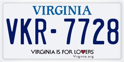 VA license plate VKR7728