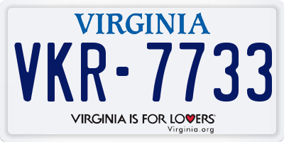 VA license plate VKR7733