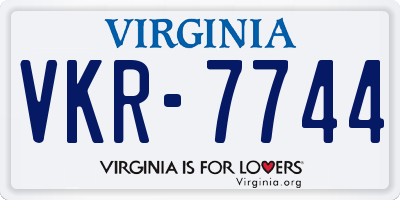 VA license plate VKR7744