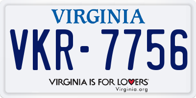 VA license plate VKR7756