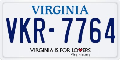 VA license plate VKR7764