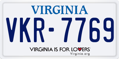 VA license plate VKR7769
