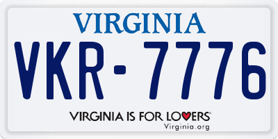 VA license plate VKR7776