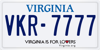 VA license plate VKR7777