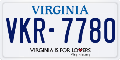 VA license plate VKR7780