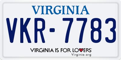 VA license plate VKR7783