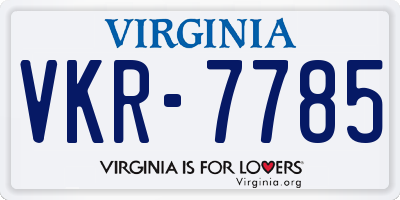 VA license plate VKR7785