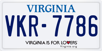 VA license plate VKR7786