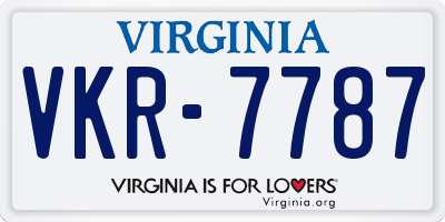 VA license plate VKR7787