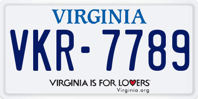 VA license plate VKR7789