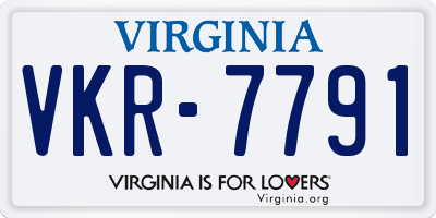 VA license plate VKR7791