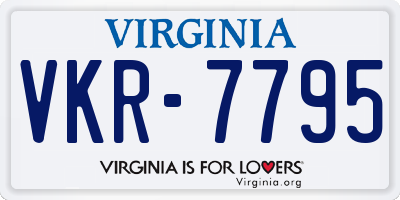 VA license plate VKR7795