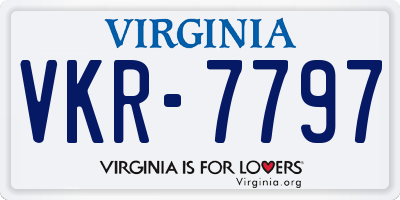 VA license plate VKR7797