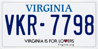 VA license plate VKR7798