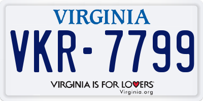 VA license plate VKR7799