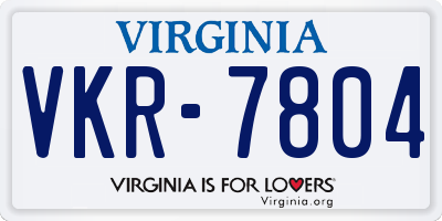 VA license plate VKR7804