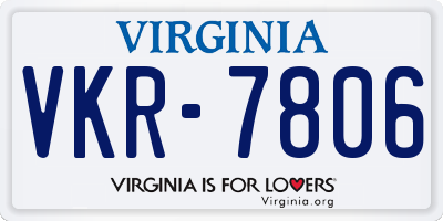 VA license plate VKR7806