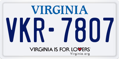 VA license plate VKR7807