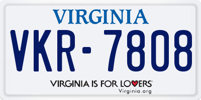VA license plate VKR7808
